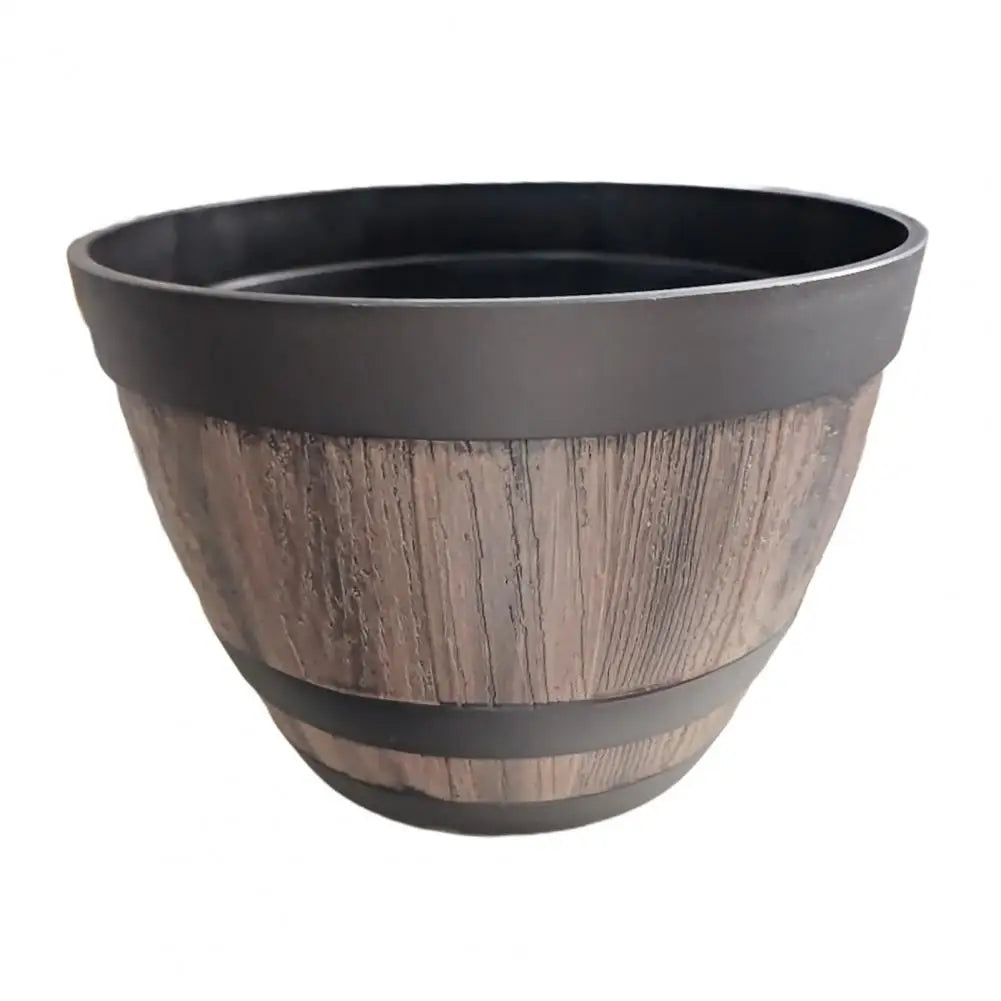 Rustic Farmhouse Faux Whiskey Barrel Planter