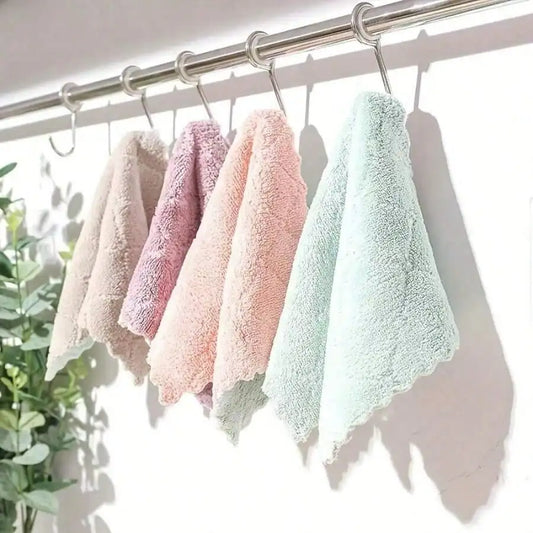 10Pcs Coral Velvet Double Sided Thick Cleaning Cloths Super Absorbent Reusable Durable Machine Washable Microfiber Kitchen Towels Multipurpose Wiping Rags For Kitchen Bathroom Car Window Household Cleaning