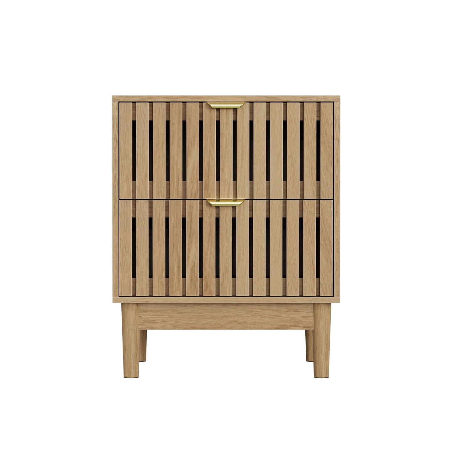 Oak Bedside Table With Grille Design