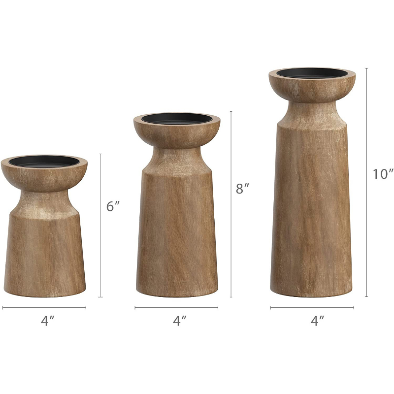 Solid Wood Retro Candlestick Holder