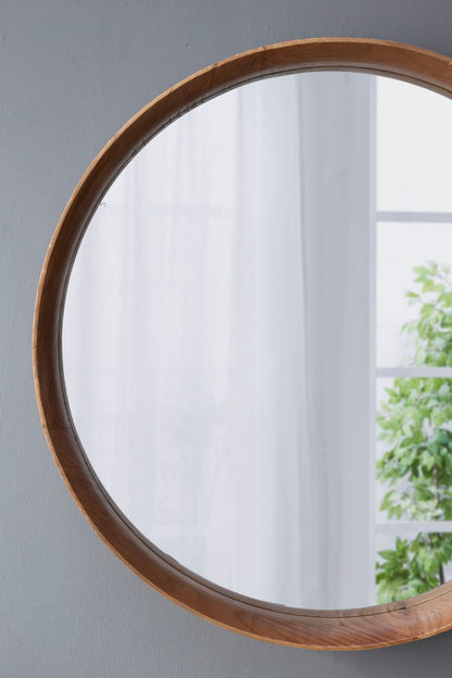 Round Wood Mirror