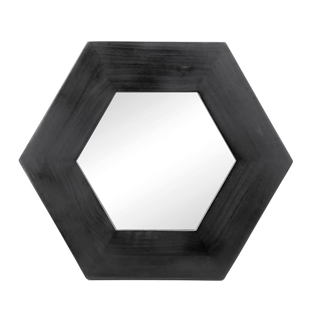 Hexagon Natural Wood Frame Mirror