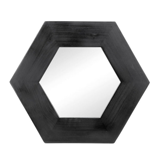 Hexagon Natural Wood Frame Mirror