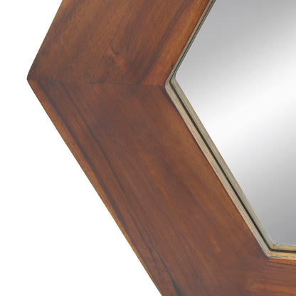 Hexagon Natural Wood Frame Mirror
