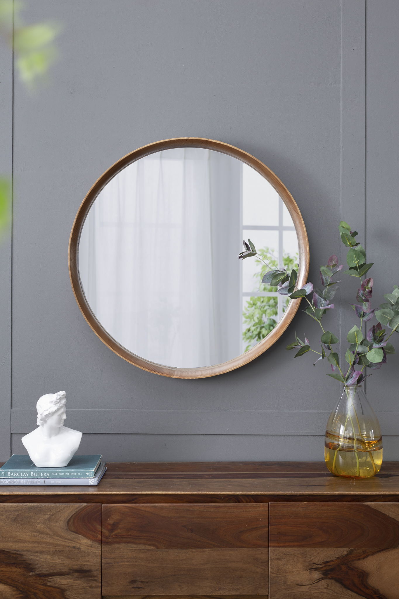 Round Wood Mirror