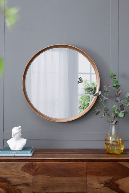 Round Wood Mirror