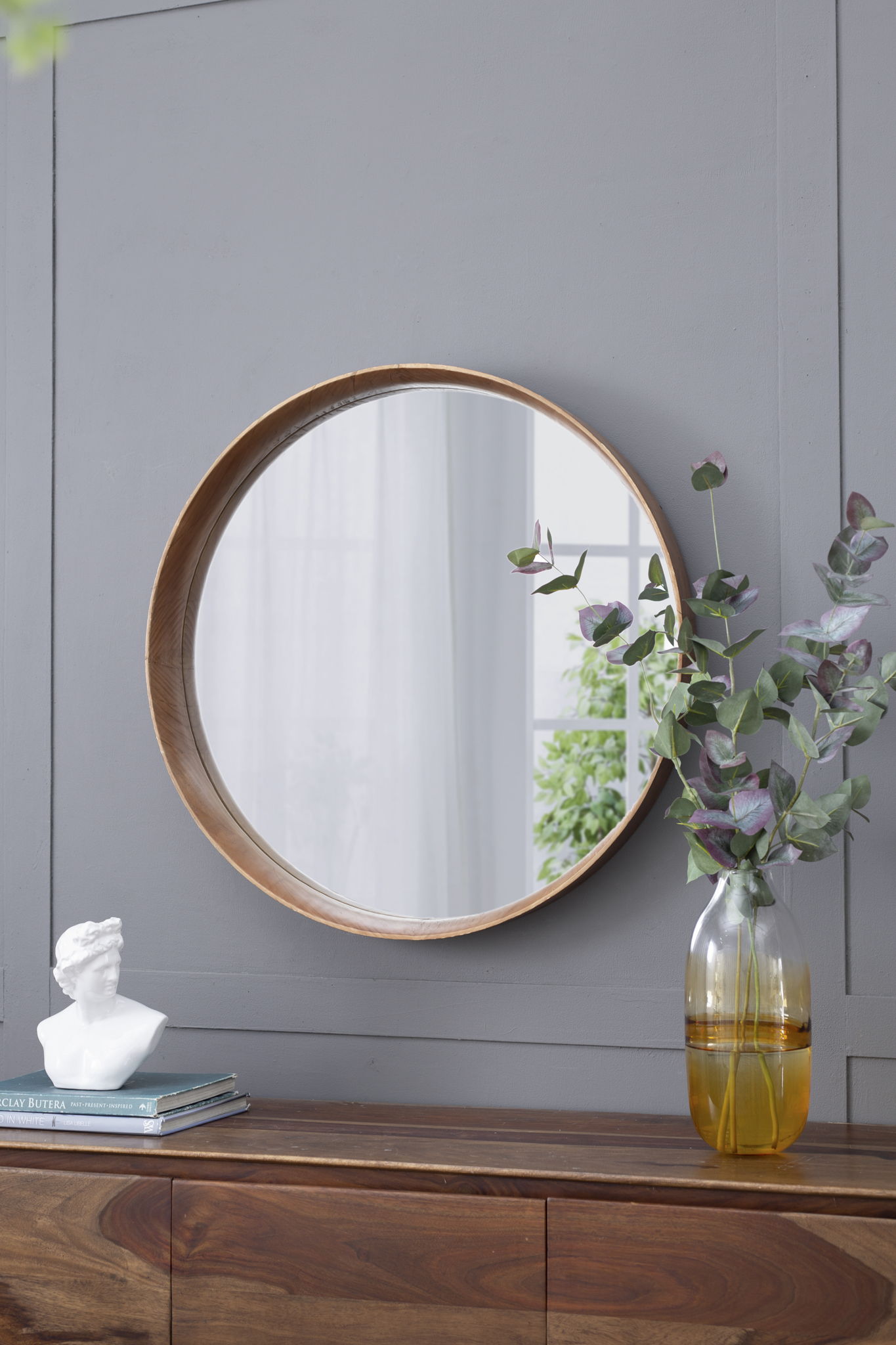 Round Wood Mirror