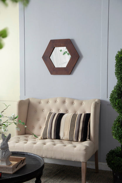 Hexagon Natural Wood Frame Mirror