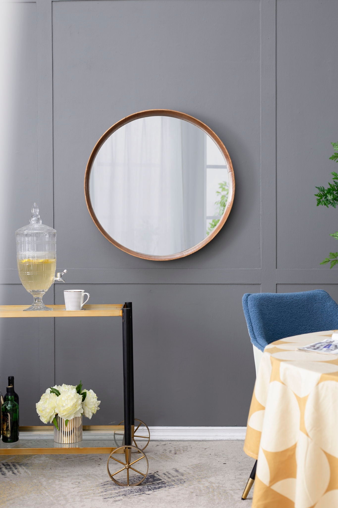 Round Wood Mirror
