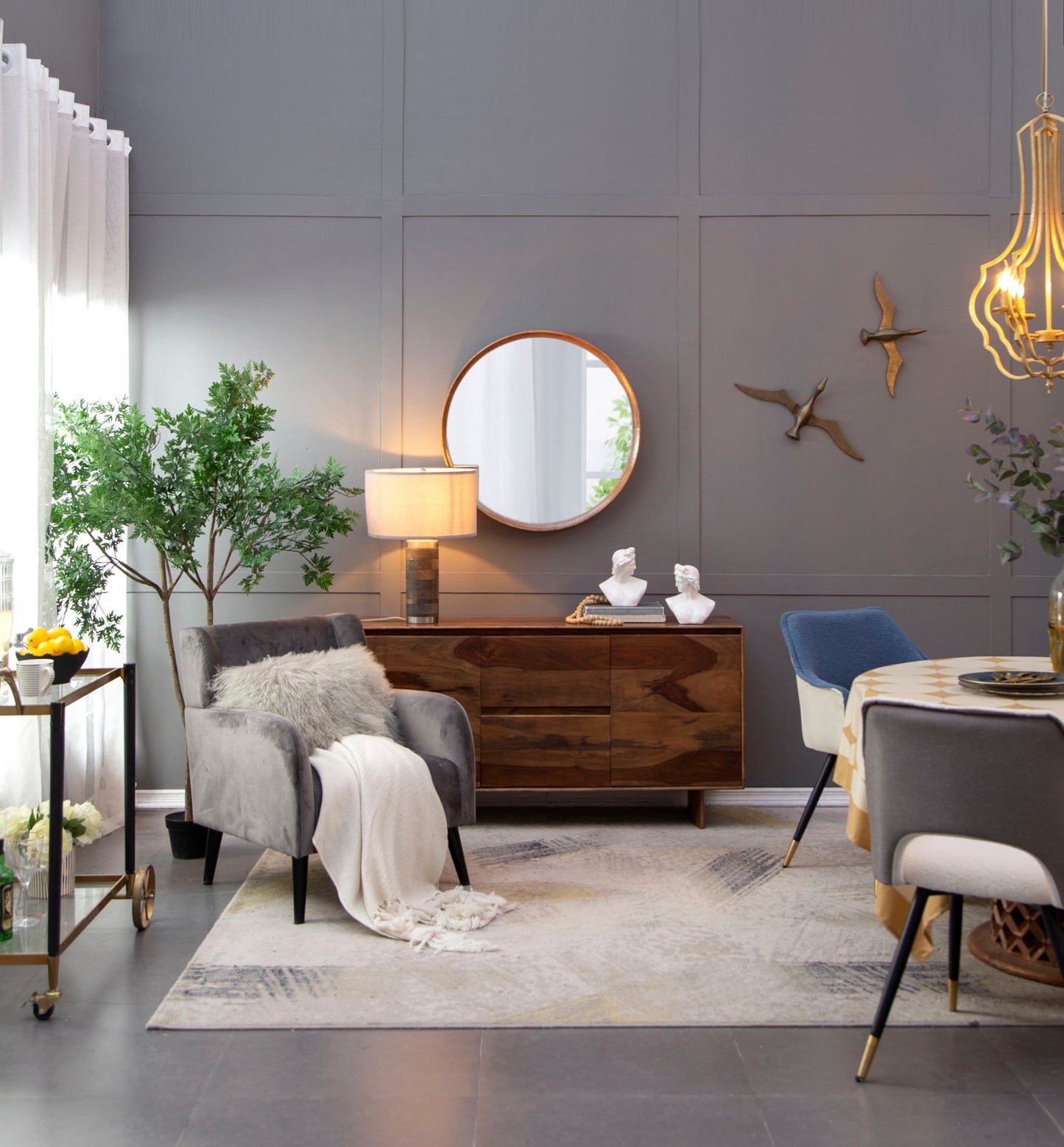 Round Wood Mirror