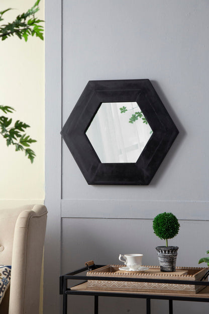 Hexagon Natural Wood Frame Mirror