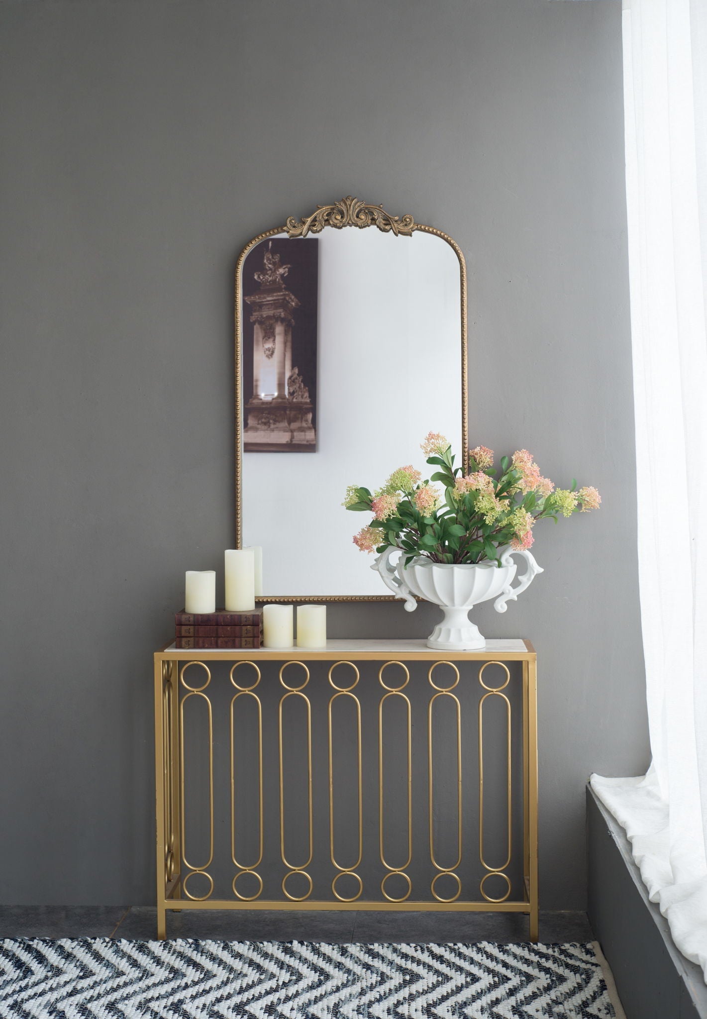 Baroque Inspired Arched Wall Mirror