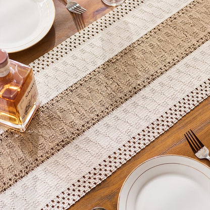Table Runner, Macrame Cream & Brown