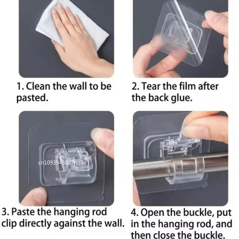 No Drill Curtain Rod Hooks Horizontal Bar