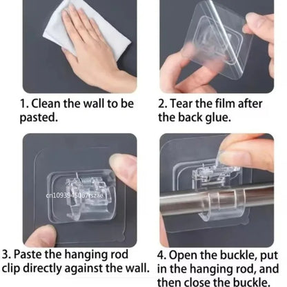 No Drill Curtain Rod Hooks Horizontal Bar