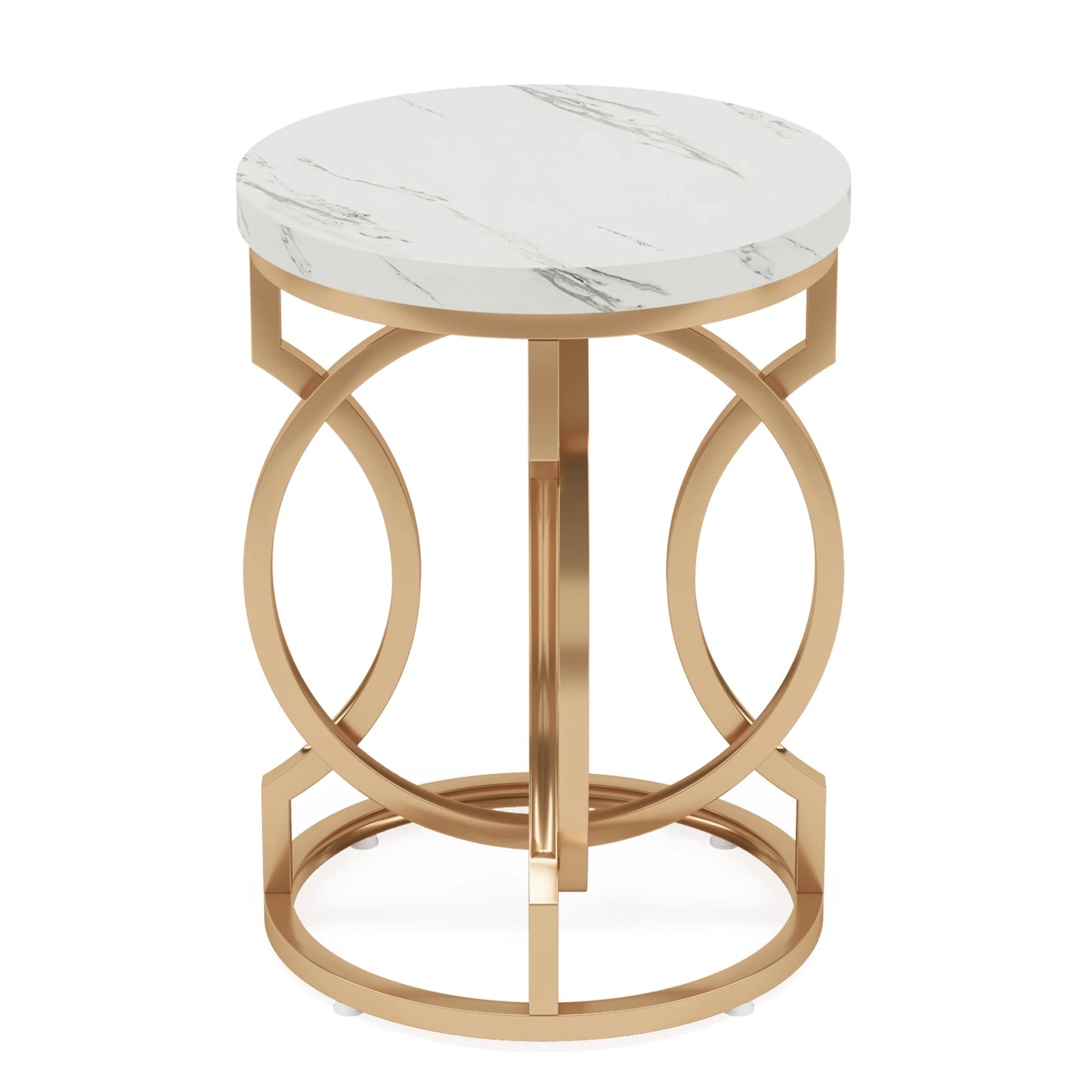 Tribesigns Modern 20" Round Marble Table With Thick Wood Top