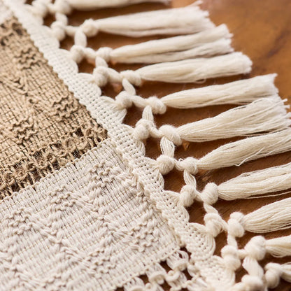 Table Runner, Macrame Cream & Brown