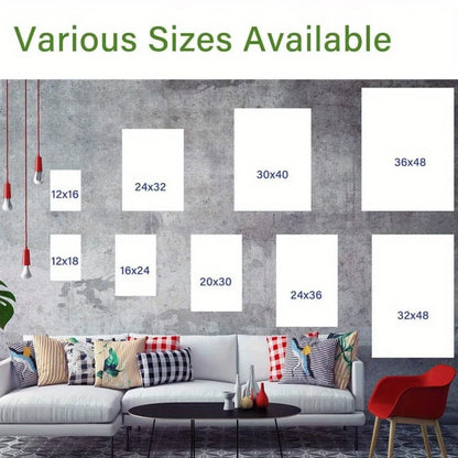 1.5 inch thickness interior Art Deco mural home decor, vernacular blue daffodil canvas wall art with wood frame