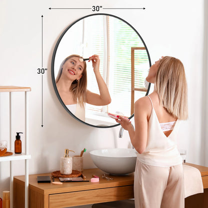 30 Inch Large Gold Round Vanity Framed Mirror