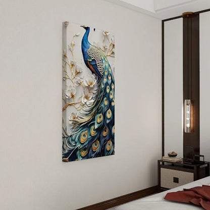 1.5 inch solid wood frame modern abstract peacock canvas wall art - elegant home decor