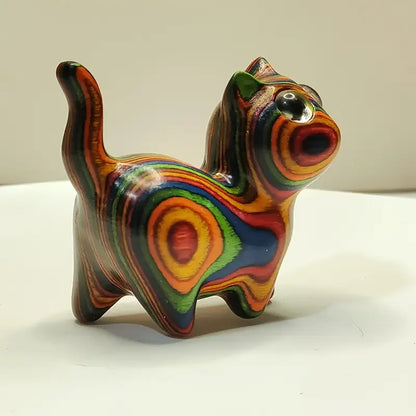 Creative wooden sculpture small cat