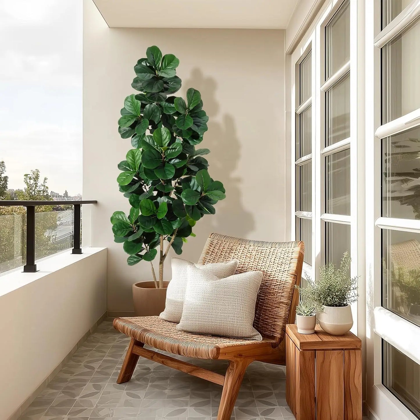 4FT/5FT/6FT/7FT Fiddle Leaf Fig Tree Artificial with Leaves