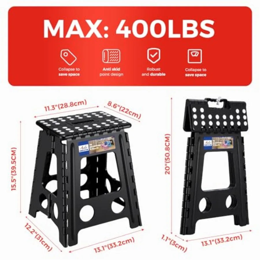 Folding Step Stool Foldable 400 lbs Capacity, Plastic Stools for Adults and,Collapsible Stools for Kitchen, Steppg Stool with H