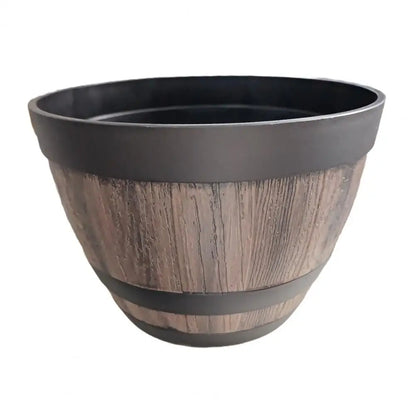 Rustic Farmhouse Faux Whiskey Barrel Planter