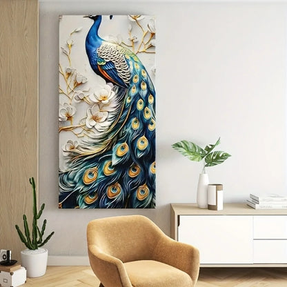 1.5 inch solid wood frame modern abstract peacock canvas wall art - elegant home decor