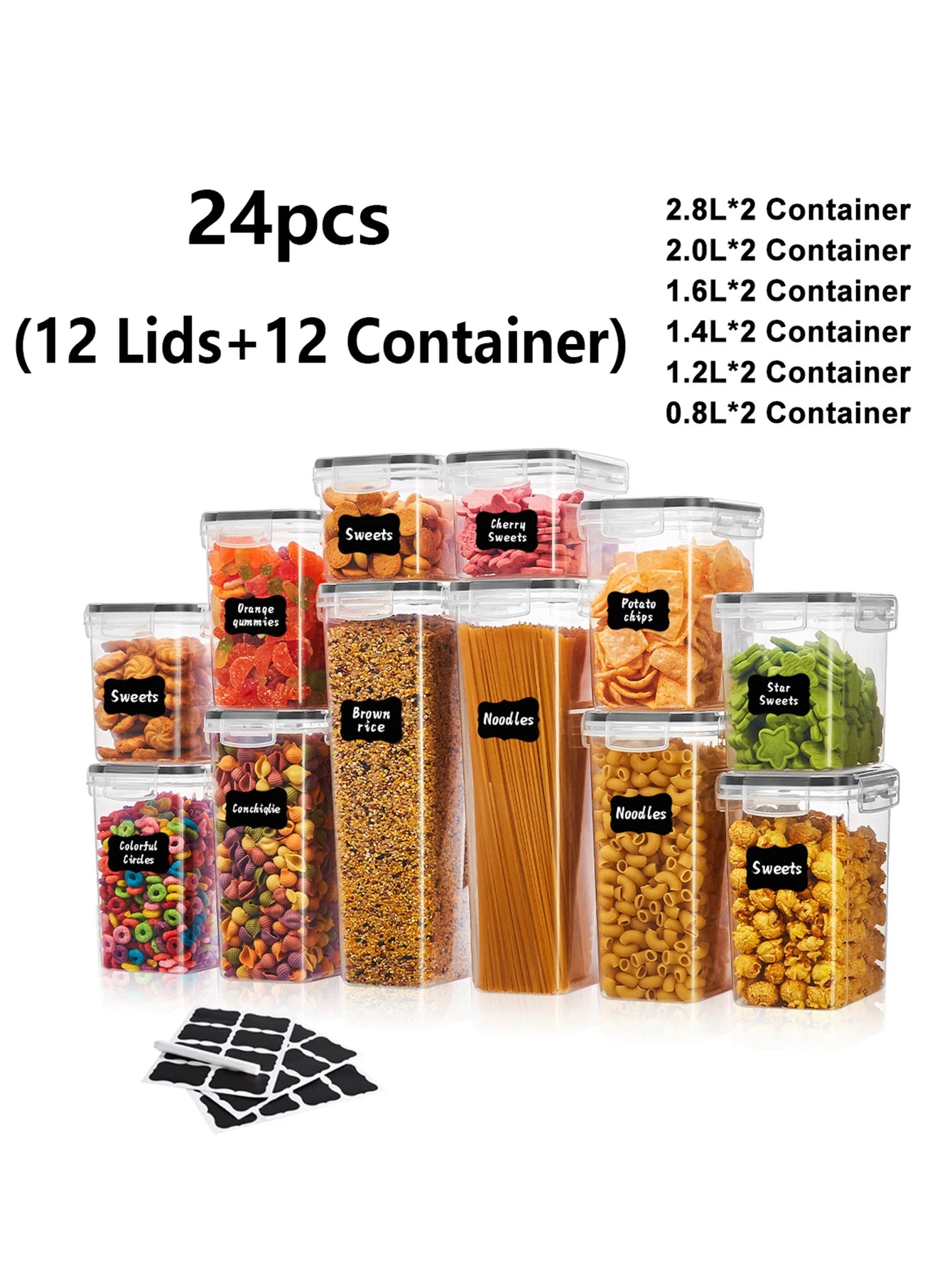 24pcs, Sealed Food Containers With LIDS