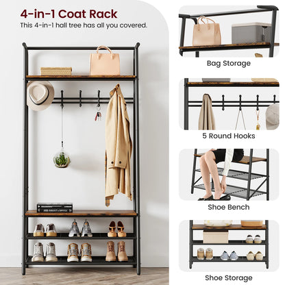 Coat Rack Shoe Bench, Hall Trees Entryway Bench