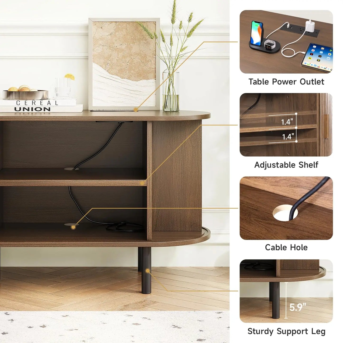 60/70" TV Stand With Power Outlet