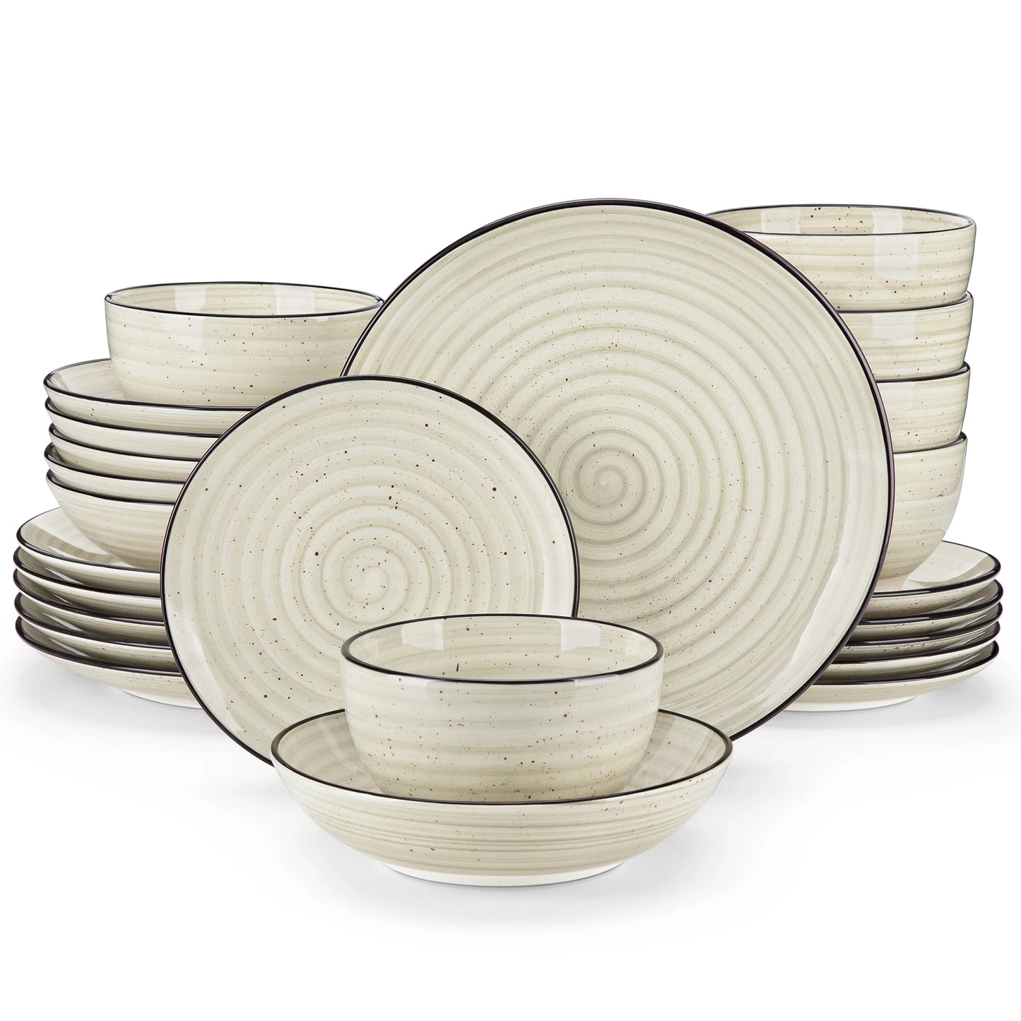 24/48 Piece Ceramic Beige Dinnerware Sets