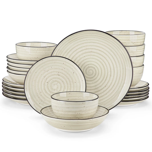 24/48 Piece Ceramic Beige Dinnerware Sets