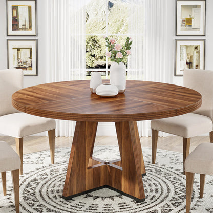 Tribesigns Round Dining Table for 4, 47 Inch Farmhouse Kitchen Table Small Dinner Table Kitchen Dinning Table for Dining Room