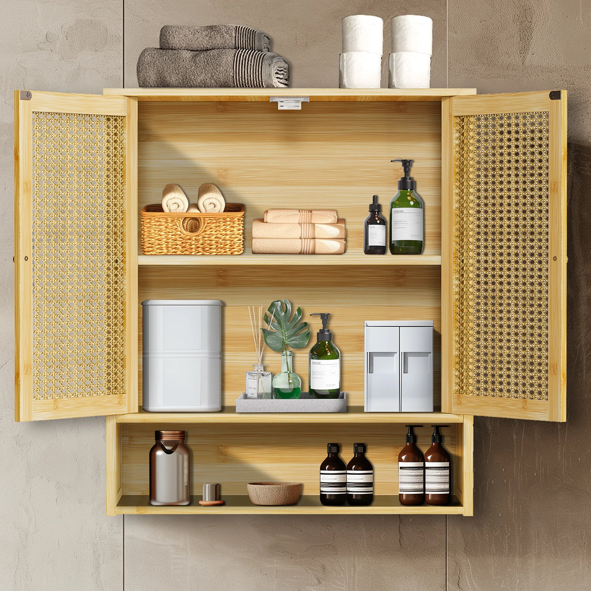 Bamboo Bathroom Wall Cabinet,