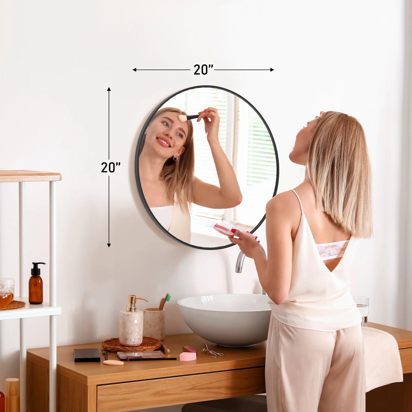 30 Inch Large Gold Round Vanity Framed Mirror