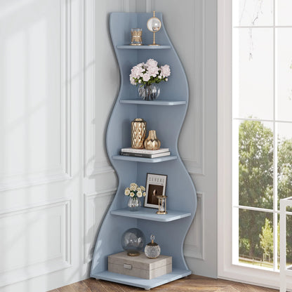 Tribesigns Corner Shelf, Modern , Stylish Corner Small Bookcase Storage Rack Plant Stand