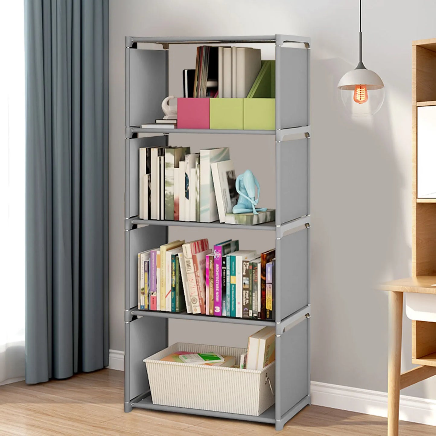 4-Layer Grey Bookcase/Book Storage