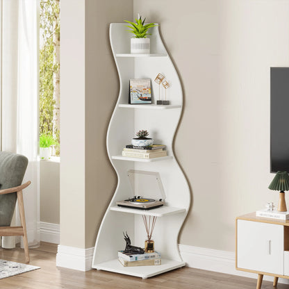 Tribesigns Corner Shelf, Modern , Stylish Corner Small Bookcase Storage Rack Plant Stand