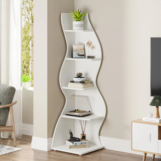 Tribesigns Corner Shelf, Modern , Stylish Corner Small Bookcase Storage Rack Plant Stand