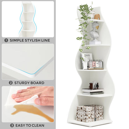 Tribesigns Corner Shelf, Modern , Stylish Corner Small Bookcase Storage Rack Plant Stand
