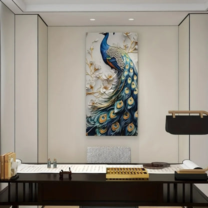 1.5 inch solid wood frame modern abstract peacock canvas wall art - elegant home decor