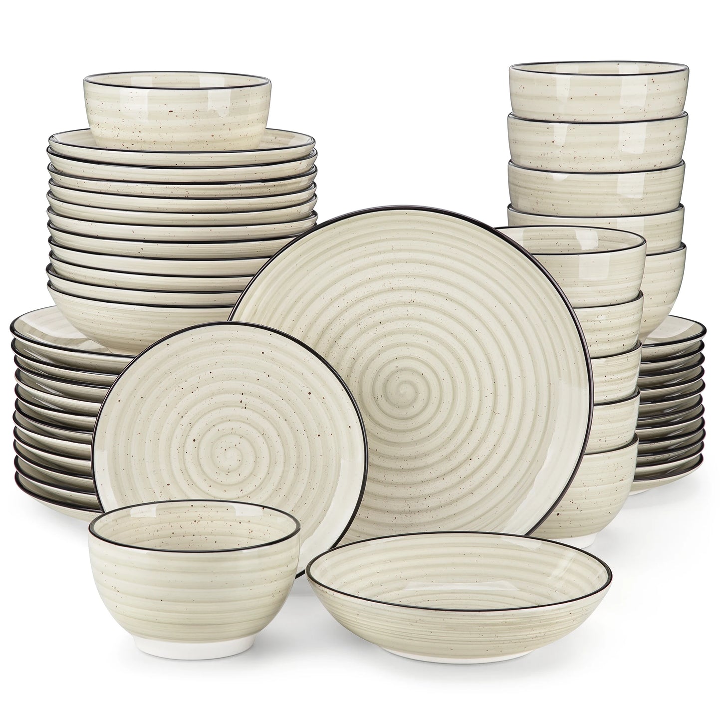 24/48 Piece Ceramic Beige Dinnerware Sets