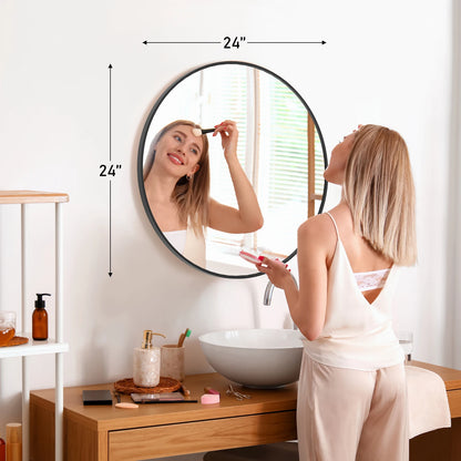 30 Inch Large Gold Round Vanity Framed Mirror