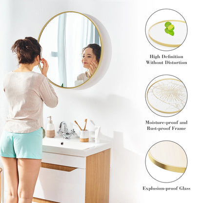 30 Inch Large Gold Round Vanity Framed Mirror