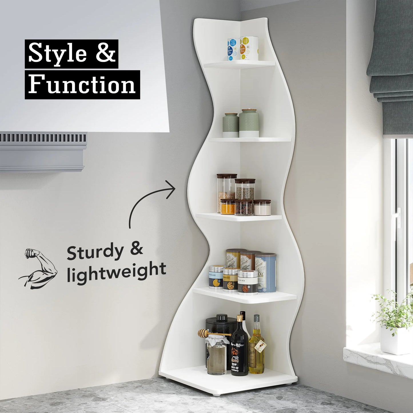Tribesigns Corner Shelf, Modern , Stylish Corner Small Bookcase Storage Rack Plant Stand