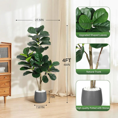 4FT/5FT/6FT/7FT Fiddle Leaf Fig Tree Artificial with Leaves
