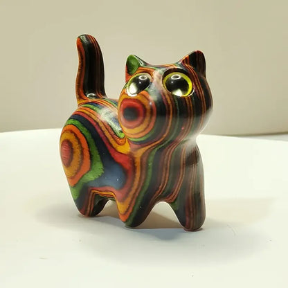 Creative wooden sculpture small cat