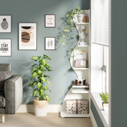 Tribesigns Corner Shelf, Modern , Stylish Corner Small Bookcase Storage Rack Plant Stand